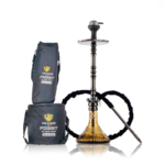 Sultan Igor Hookah with 2 Bags – Gun Metal Stem / Emerald Grey Base | 32-Inch Premium Hookah