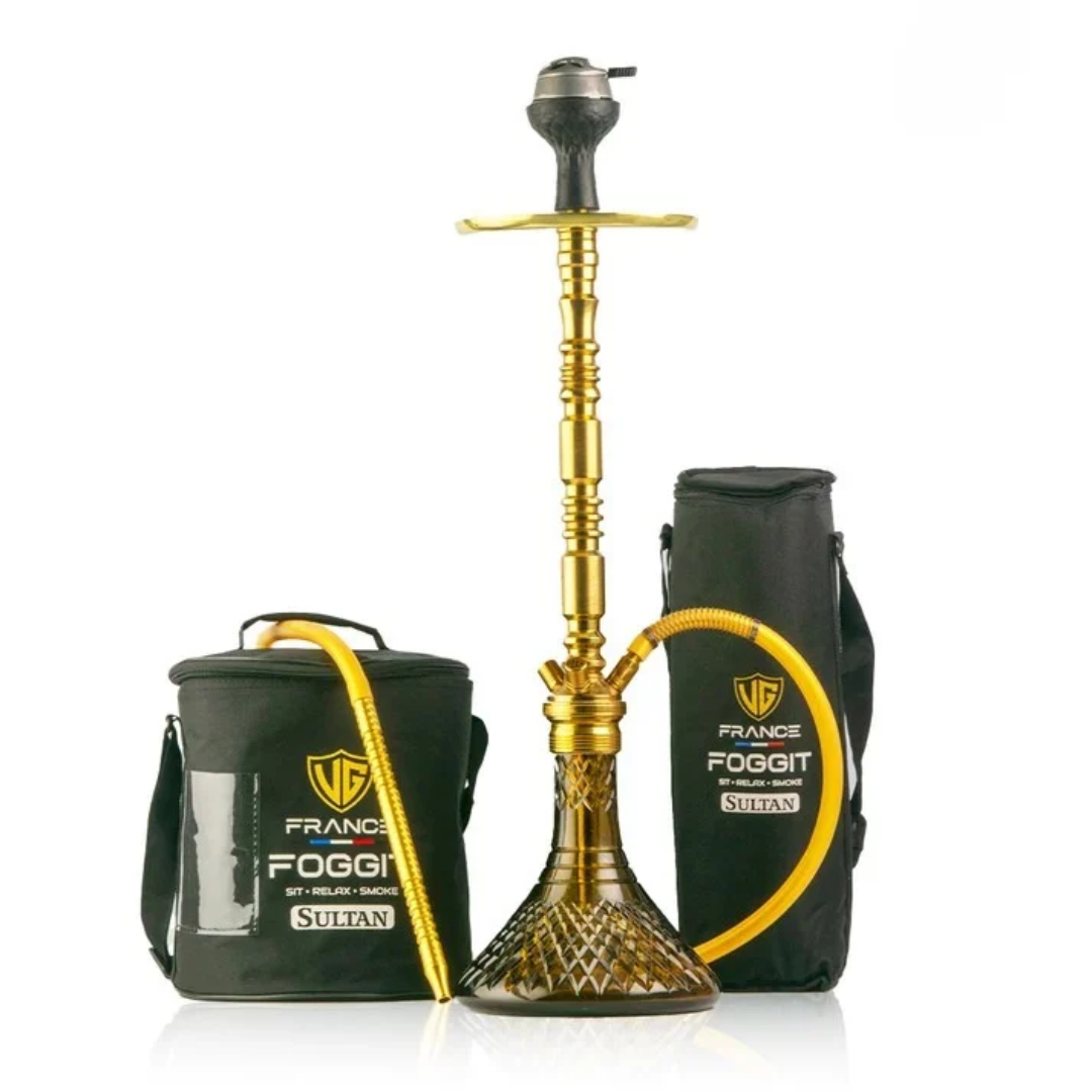 untitled-design-29.png Sultan Igor Hookah with 2 Bags – Golden Stem / Black Base | 32-Inch Premium Hookah - Image 1