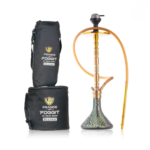 Sultan Igor Hookah with 2 Bags – Golden Stem / Emerald Green Base | 32-Inch Premium Hookah