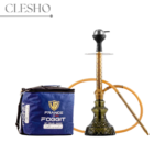 Alexander Star Hookah with Bag - Gold Stem / Emerald Green Carafe Base